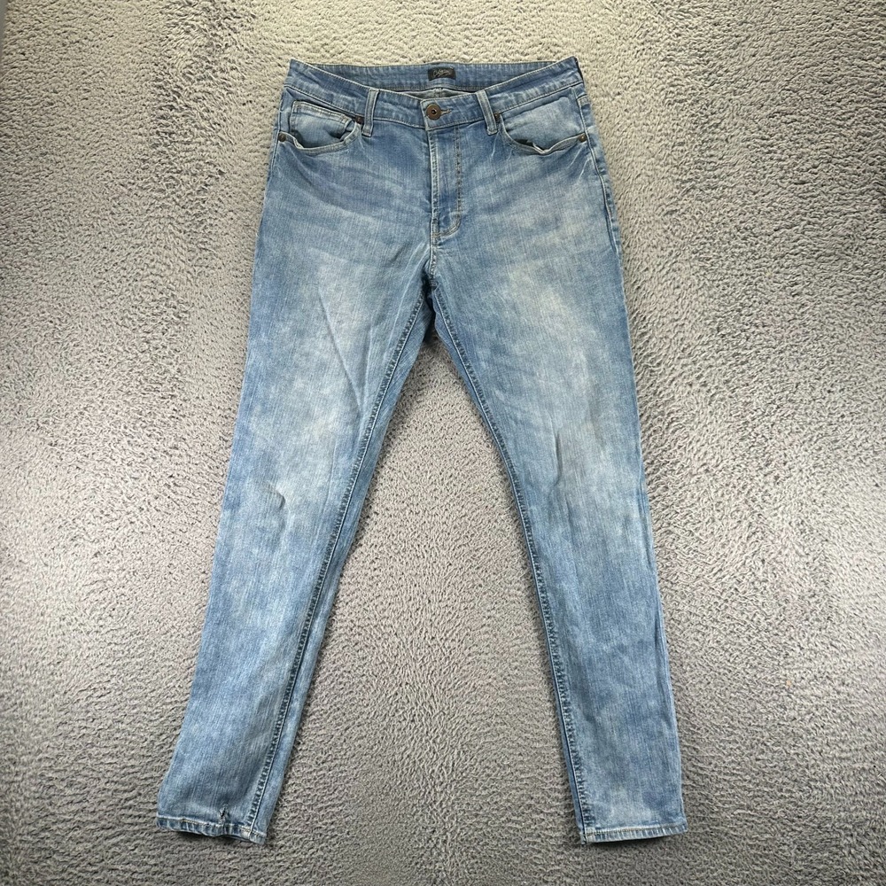 City Streets Jeans Mens 33x30 Blue Cotton Denim Skinny Slim Faded Travel Stretch